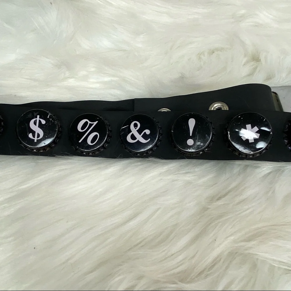 Seatbelt Belt with Bottle Cap Signs